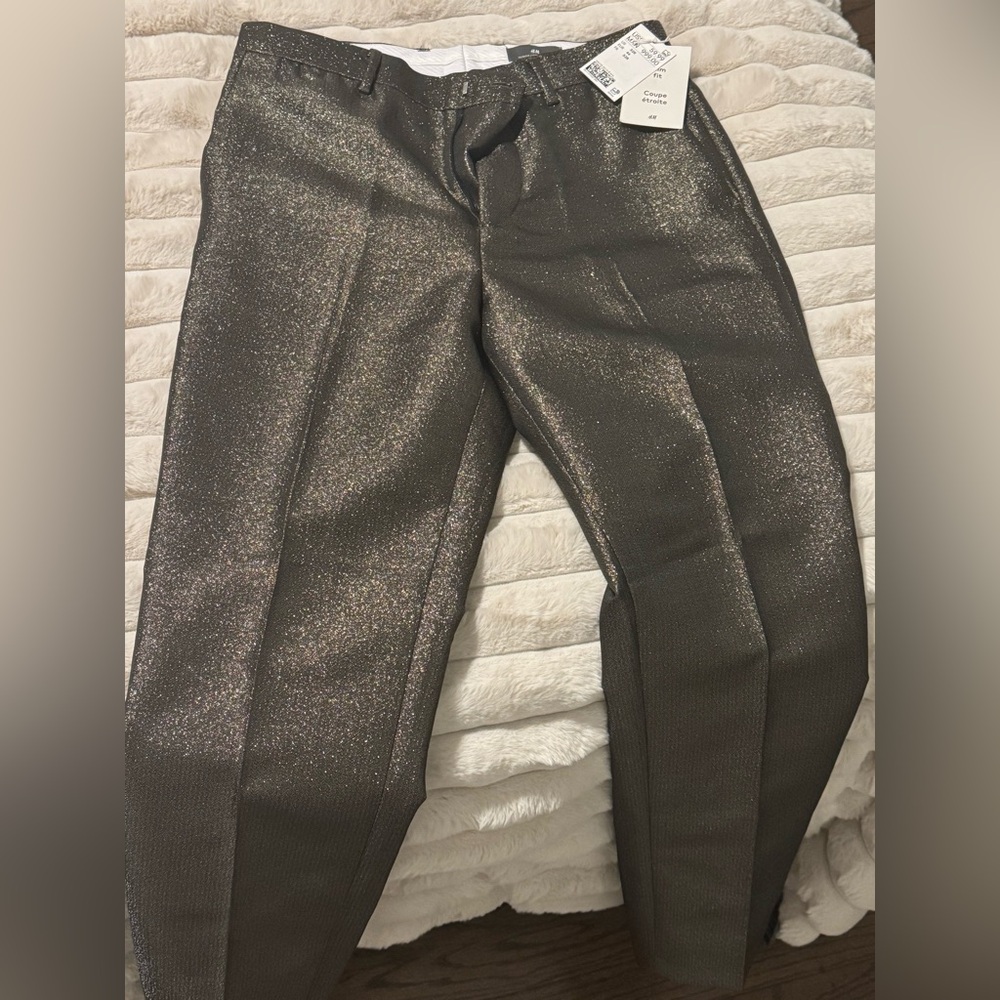 Men’s sparkling gold glitter tailored pants new with tags